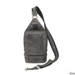 Gun Tote'n Mamas GTM–CZY/108 Distressed Leather RFID Concealed Carry Sling Backpack 11 Gun Tote'n Mamas GTM–CZY/108 Distressed Leather RFID Concealed Carry Sling Backpack -Camp Chairs Shop GTMCZY108 Distressed Leather RFID Concealed Carry Sling Backpack Grey