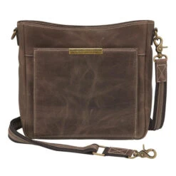 Gun Tote'n Mamas GTM–CZY/98 Distressed Leather Slim RFID Concealed Carry Cross Body Bag